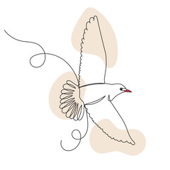 dove flying continuous line drawing on white background vector