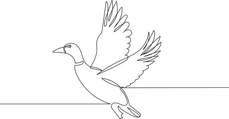 duck continuous line drawing on white background vector