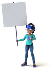 Fun 3D cartoon asian teenage girl