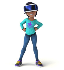 Fun 3D cartoon asian teenage girl