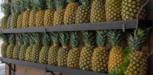 Pineapples at a market