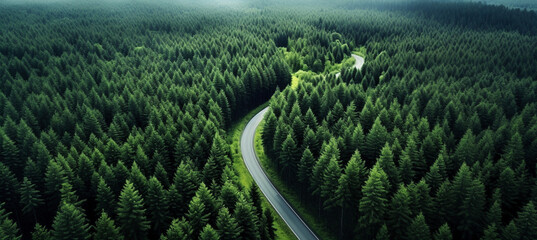 A scenic winding road surrounded by lush trees