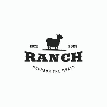 modern vintage agricultural ranch and urban farming of lamb logo business design vector illustration with retro and elegant styles isolated on white