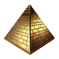 Gold pyramid. isolated transparent background
