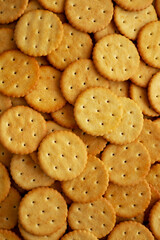 Round Crispy Crackers with Sea Salt, top view.