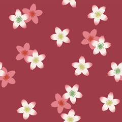 Japanese Pretty Cherry Blossom Fall Vector Seamless Pattern
