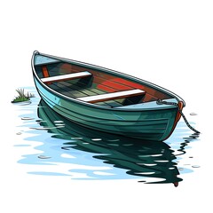 Cute Rowboat with cartoon style isolated on a white background