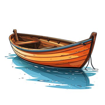 Cute Rowboat with cartoon style isolated on a white background