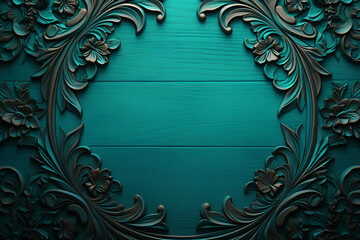 Turquoise Baroque Frame Design - obrazy, fototapety, plakaty