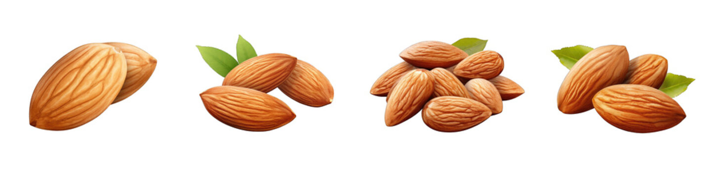 Almond clipart collection, vector, icons isolated on transparent background