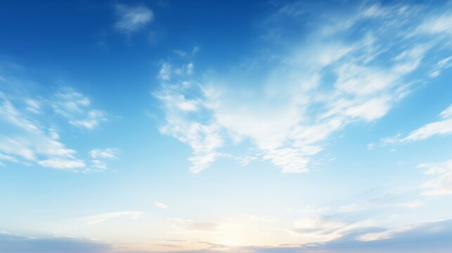beautiful blue sky with white cloud in sunrise, Generative AI