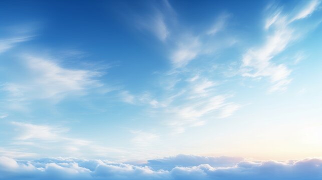 beautiful blue sky with white cloud in sunrise, Generative AI