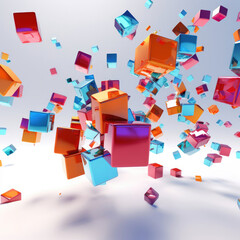 colorful background with floating cubes