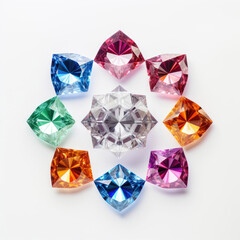 Fototapeta premium set of colorful diamonds on white background