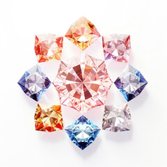 set of colorful diamonds on white background