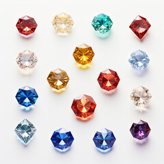 Fototapeta premium set of colorful diamonds on white background