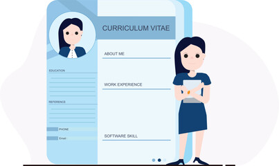 cartoon curriculum vitae, vector of CV, vector resume,  illustration resume,illustration CV