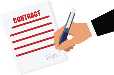 hand with pen and paper , singing document , signing contract, signed agreement