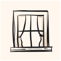 Simple window doodle. . Premium quality doodle line art. Window doodle for mobile apps and websites.