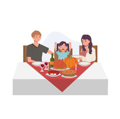 Happy Family Enjoying Thanksgiving Dinner. Family Thanksgiving Celebration