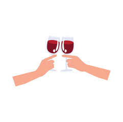  Celebrate with Elegance concept. Festive Toas. Human Hand with Wine Glass. Flat vector illustration