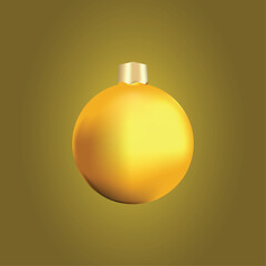 golden christmas tree ball isolated vector 3d illustration
