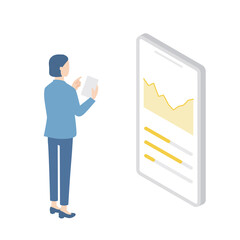 スマホでグラフを確認するビジネスウーマン