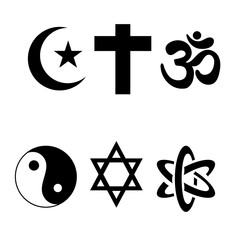 Obraz premium World Religious Symbols Set isolated on white background. Flat Vector Icon Design Template Element
