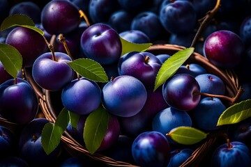 bunch of shiny purple plums