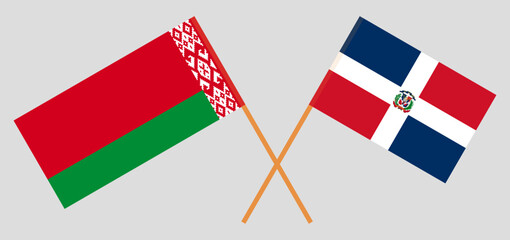 Crossed flags of Belarus and Dominican Republic. Official colors. Correct proportion