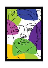 Line art face woman aesthetic for wall decoration and print