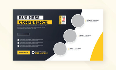 Live webinar online marketing business conference web banner and facebook cover template design