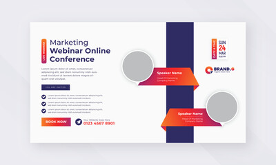 Live webinar online marketing business conference web banner and facebook cover template design