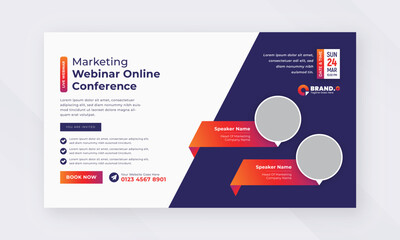 Live webinar online marketing business conference web banner and facebook cover template design