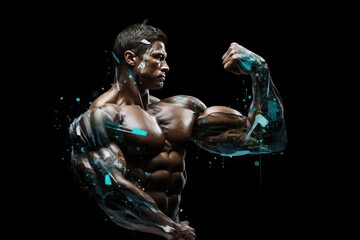 Athletes Biceps Flexing After A Workout Generative Ai - obrazy, fototapety, plakaty