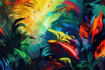 An Image Of A Technicolor, Abstract Jungle Background