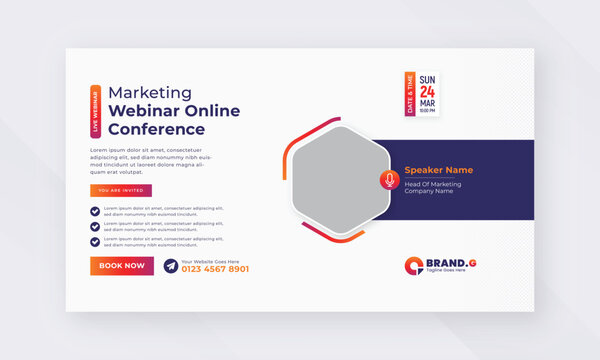 Live webinar online marketing business conference web banner and facebook cover template design