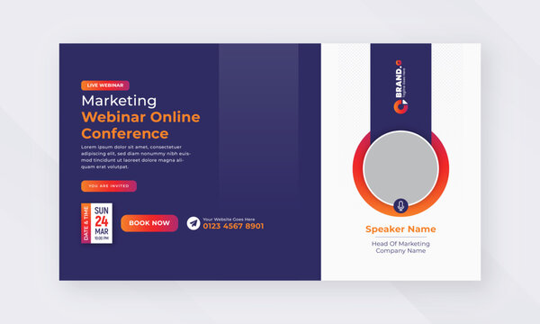 Live webinar online marketing business conference web banner and facebook cover template design