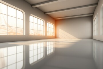 Empty space transformed by the gentle embrace of light in 3D rendering
