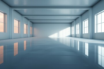 Empty space transformed by the gentle embrace of light in 3D rendering