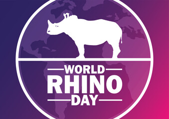 World Rhino Day. Holiday concept. Template for background, banner, card, poster with text inscription. Vector illustration.