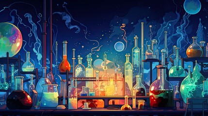 Lab chemistry or science research and development concept. - obrazy, fototapety, plakaty