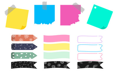 Colored Stickers Set, Notepaper Collection, Template, Notes, Torn Paper, Square, Reminders, Isolated, Business, Tag
