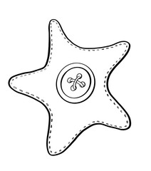 contour line illustration decor rag stitched toy in the form of a star with a button logo sticker design element