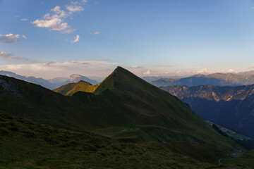 Landscape in the Swiss alps in the early morning