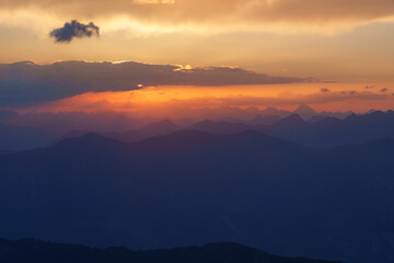Landscape in the Swiss alps in the early morning