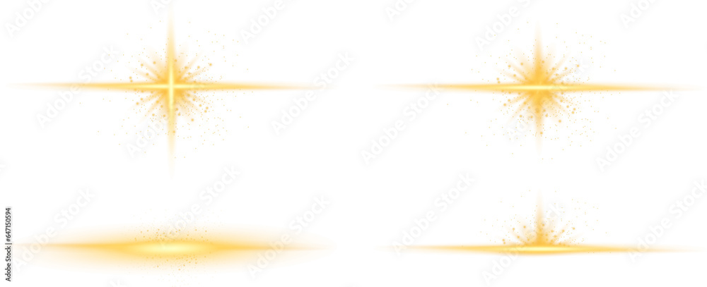Aufkleber set of glittering vector particles on transparent background. golden sparkling lights. christmas hol