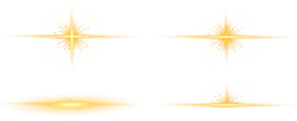 Set of Glittering vector particles on transparent background. Golden sparkling lights. Christmas Holiday glow particle. Magic star effect. Star dust sparkling particles. PNG image  © thebeststocker