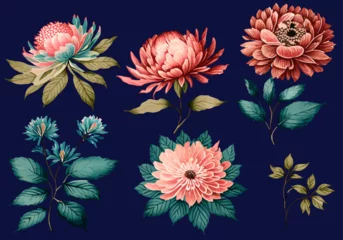Rolgordijnen set of flowers vector © arifalwi92
