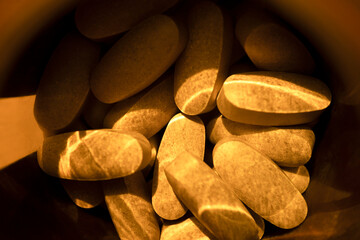 Close-up pills lying on the table